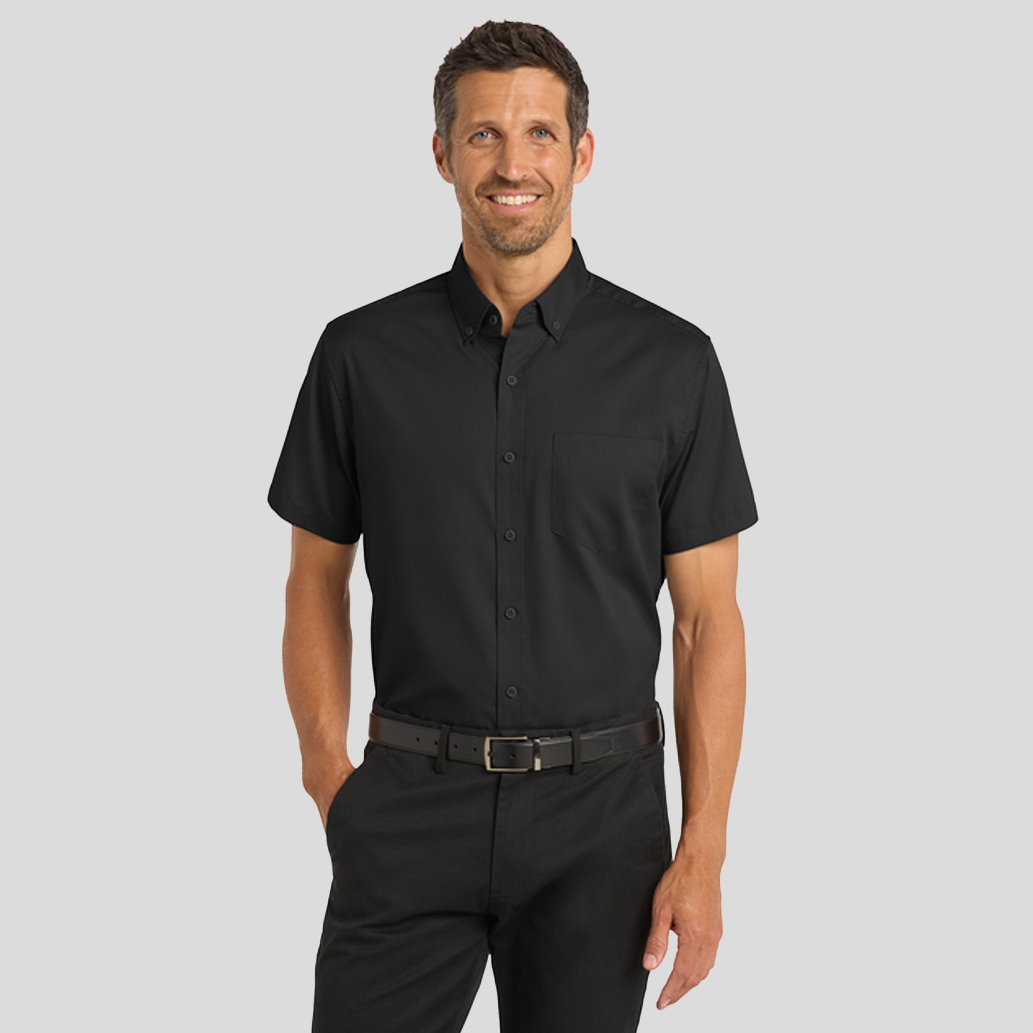 Men's Short Sleeve SuperProβ’ Twill Shirt | Black