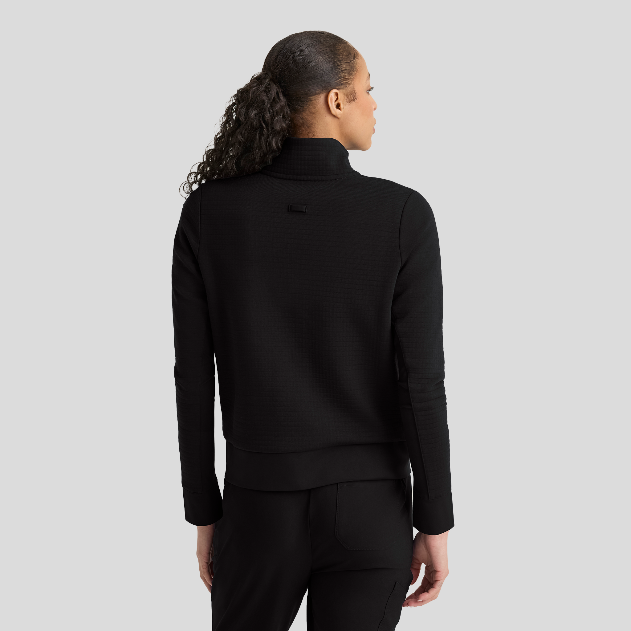Regina 3 Pocket Mock V-Neck Zip Front Jacket | Black