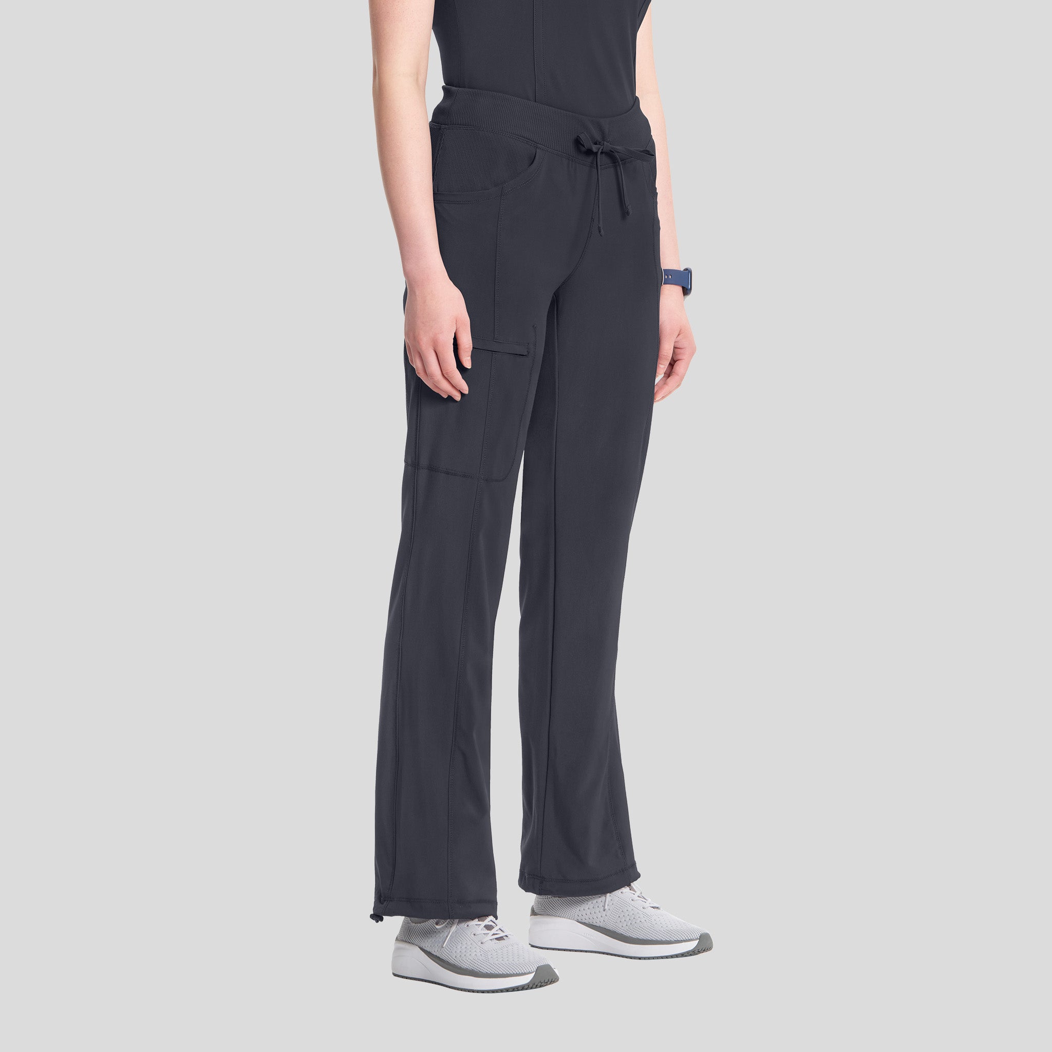 Rib Knit Drawstring Waist Scrub Pant | Pewter